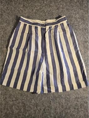 90s Vintage 100% Silk Striped Shorts Nautical Old Money Sz12